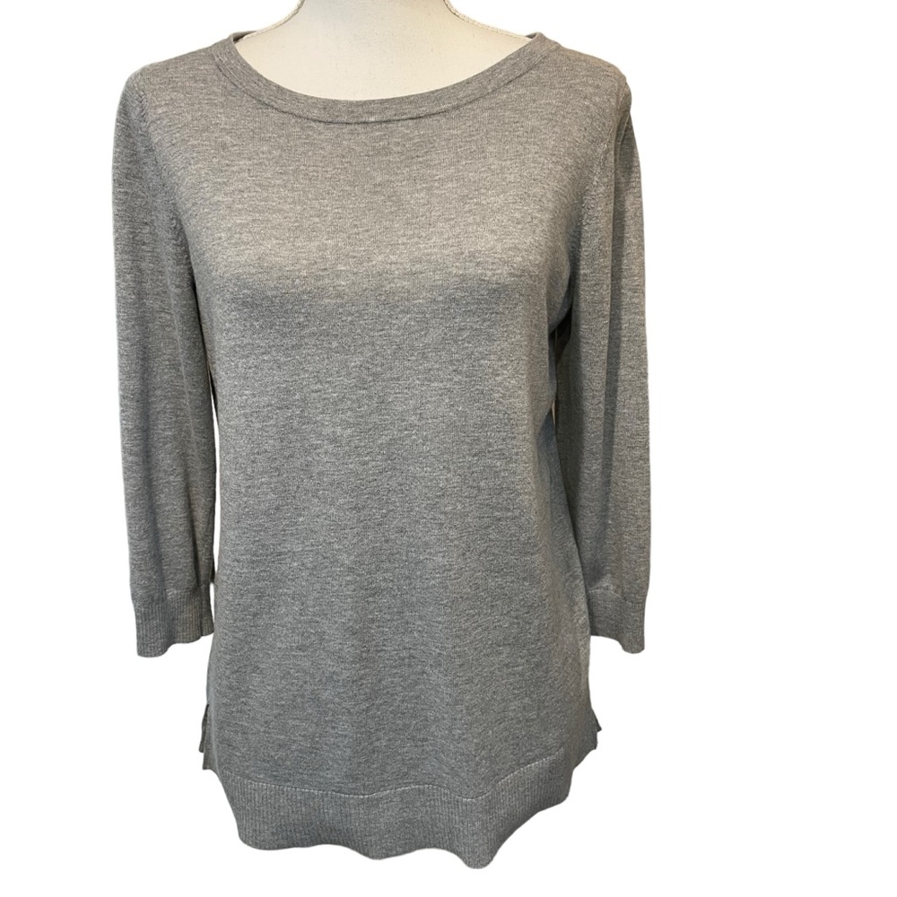 Loft Gray Wool Blend Button Back Sweater.  Size M